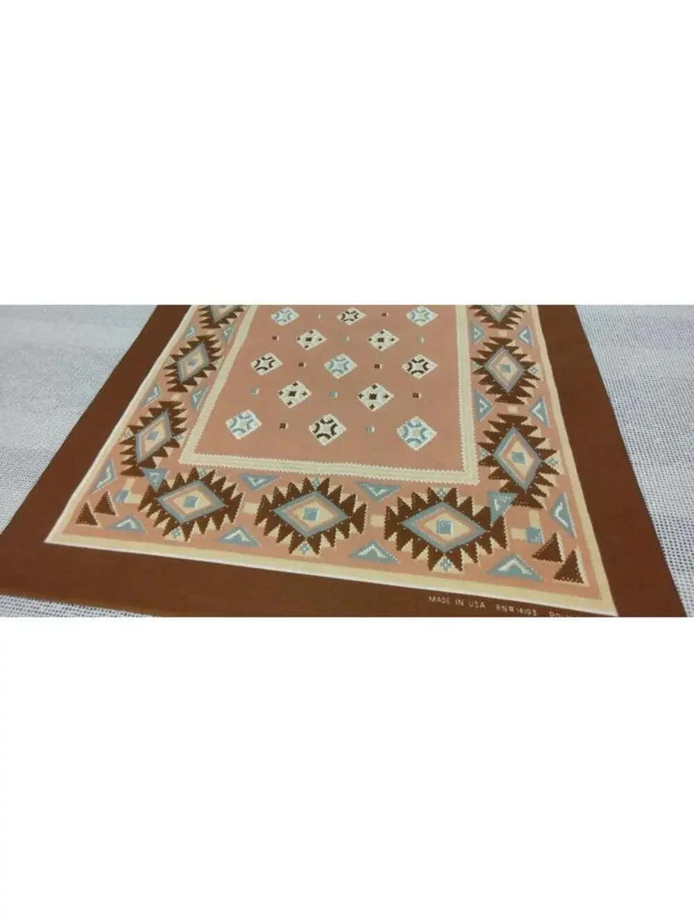 Southwest American Vintage Bandana Brown Scarf Western POLY COTTON RN #14193 21